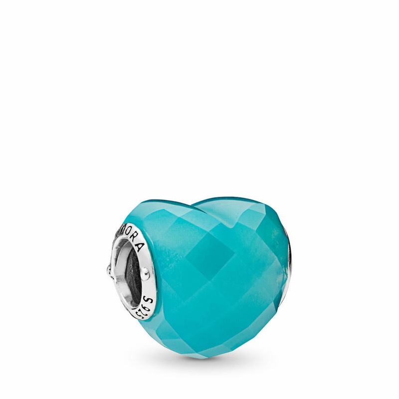 Pandora Shape Of Love Charm - Sterling Silver/Blue/Crystal - Canada | RO6408YT